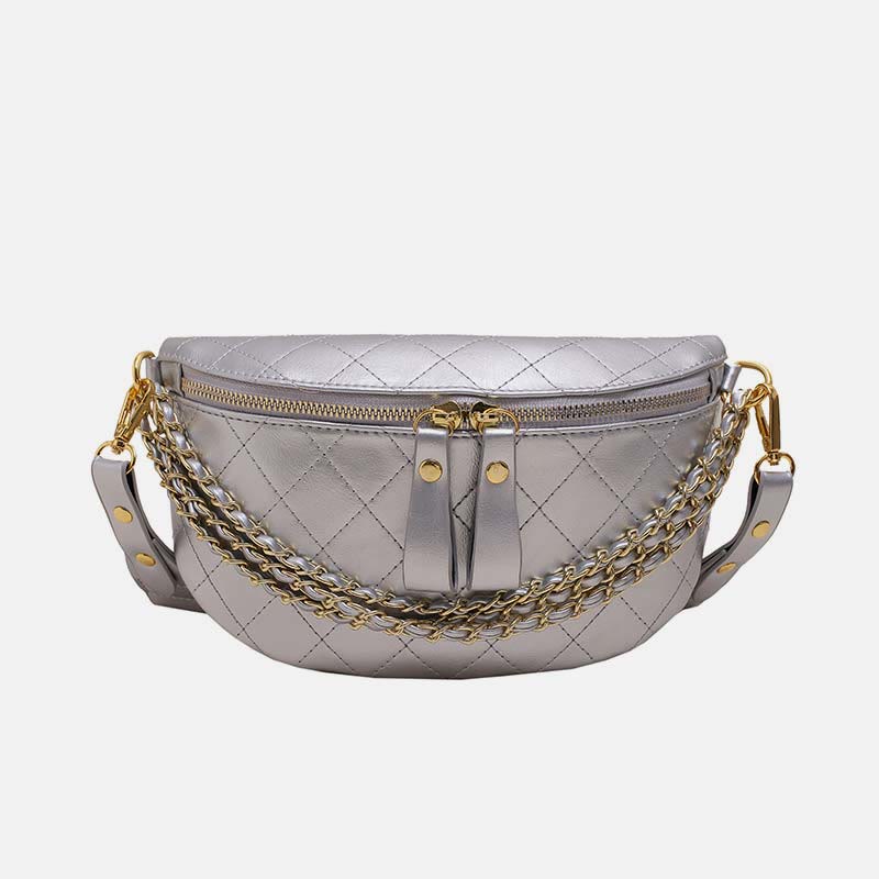 Retro Chest Bag Plaid Quilted Chain Strap Crossbody Shoulder Purse