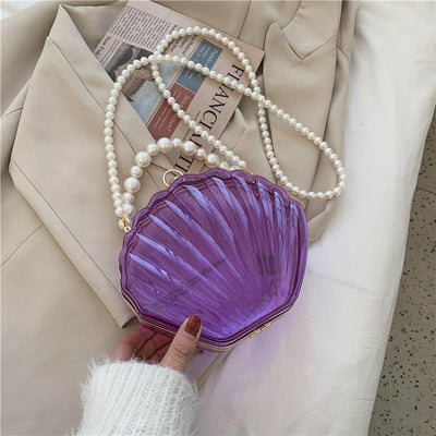Crossbody Bag For Women Clip Pearl Chain Transparent Bag