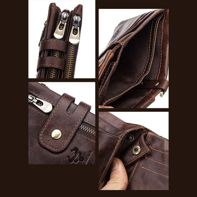 RFID Multifunctional Large Capacity Genuine Leather Wallet