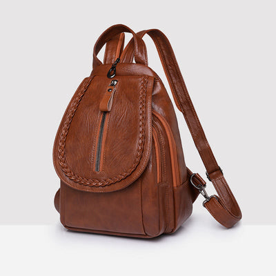 Twist Clamshell Leather Backpack Convetible Sling Bag For Women
