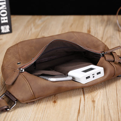 Retro Sling Bag For Men Riding Lightweight Crossbody Chest Daypack