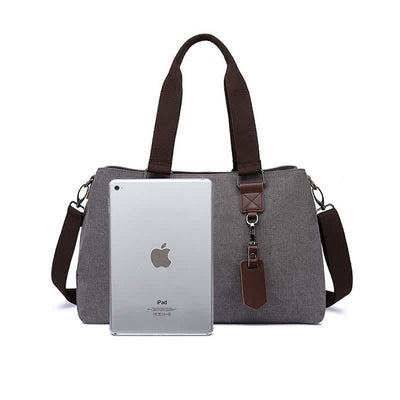 Triple Compartment Canvas Totes Handbag Multifunction Casual Crossbody Shoulder Purse