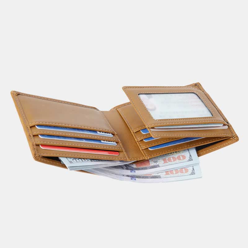 Personalized Engraved Mens Wallet Trifold Leather Wallet Card Holder
