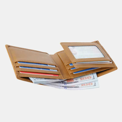Personalized Engraved Mens Wallet Trifold Leather Wallet Card Holder