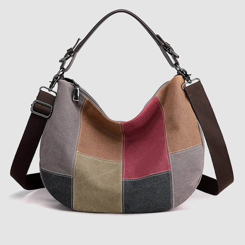 Large Capacity Vintage Stitching Color Dumpling Crossbody Bag