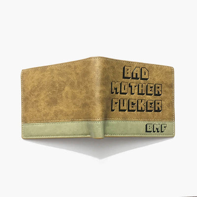 Bad Mother F**ker Wallet for Men Engraved Trifold PU Leather Wallet