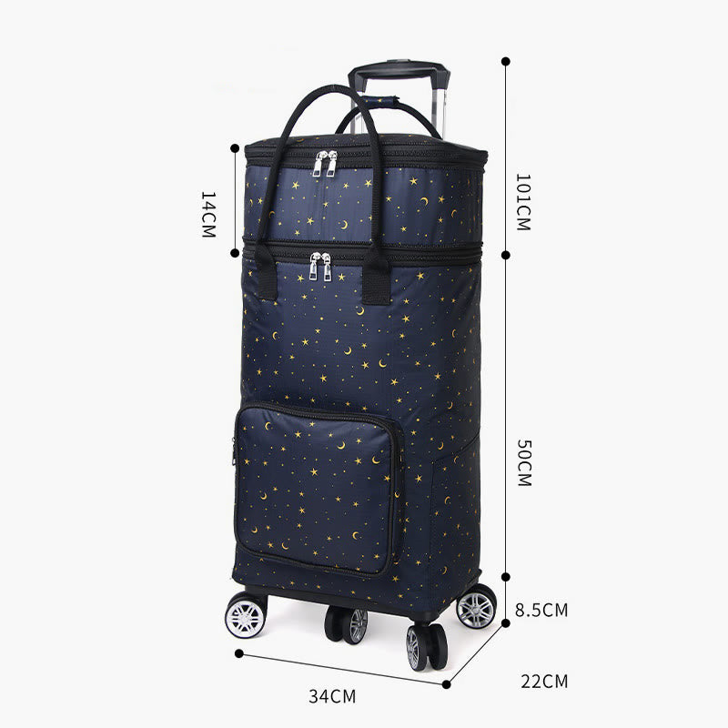 Collapsible Shopping Cart For Women Portable Tinfoil Preservation Rollig Tote