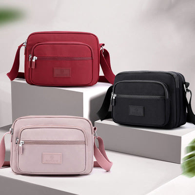 4 Zip Crossbody Bag Lightweight Nylon Purse for Women