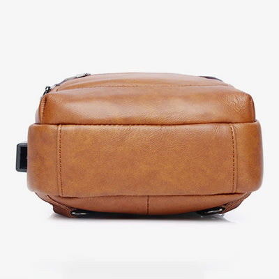 Genuine Leather Sling Bag Crossbody Backpack for Men Hiking Travel Daypack