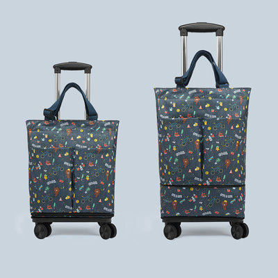 Tote Bag For Women Shopping Folding Removable Wheel Cart