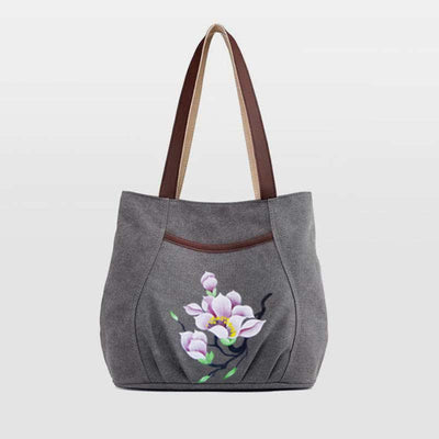 Multi-Pocket Casual Canvas Tote Handbags for Women Shoulder Bag Top-Handle Satchel