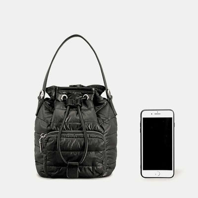 Puffer Drawstring Bucket Bag for Women Down Satchel Quilted Shoulder Bag