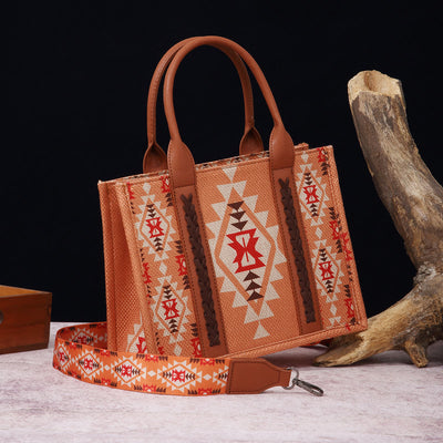 Vintage Linen Cotton Handbag For Women Bohemian Crossbody Tote