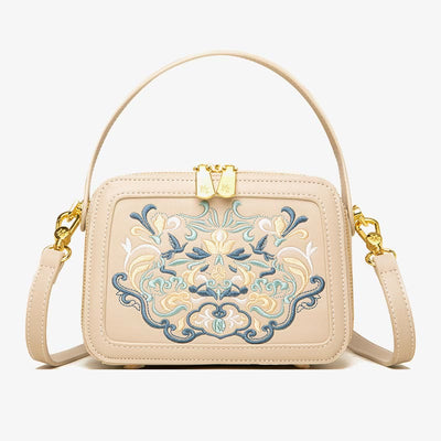 Top-Handle Bag for Women Vintage Embroidery Folk-Custom Shopping Crossbody Bag