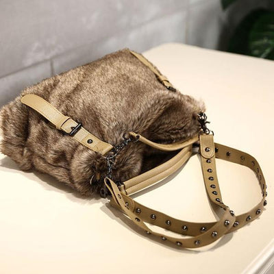 Women's Plush Elegant Shoulder Bag Tote Handbag