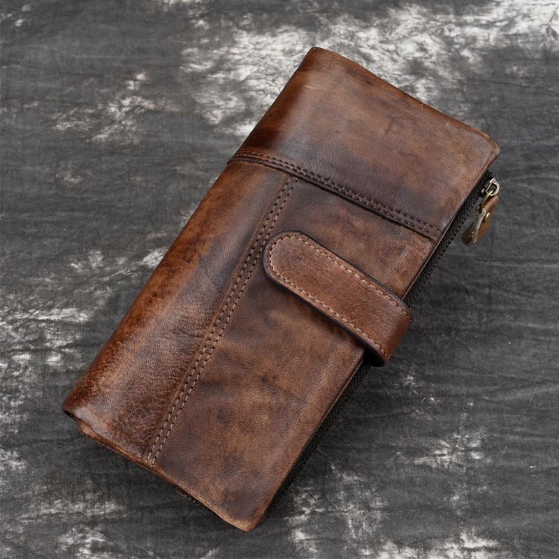 RFID Genuine Leather Long Wallet Purse