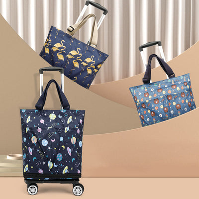 Tote Bag For Women Shopping Folding Removable Wheel Cart
