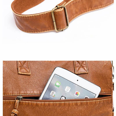 Retro Faux Leather Tote Handbag for Women Shoulder Bag with Crossbody Strap