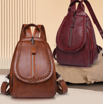 Twist Clamshell Leather Backpack Convetible Sling Bag For Women