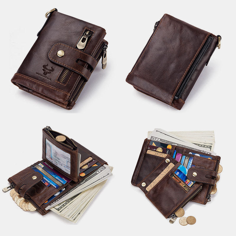 RFID Multifunctional Large Capacity Genuine Leather Wallet