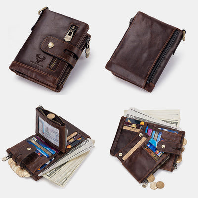 RFID Multifunctional Large Capacity Genuine Leather Wallet
