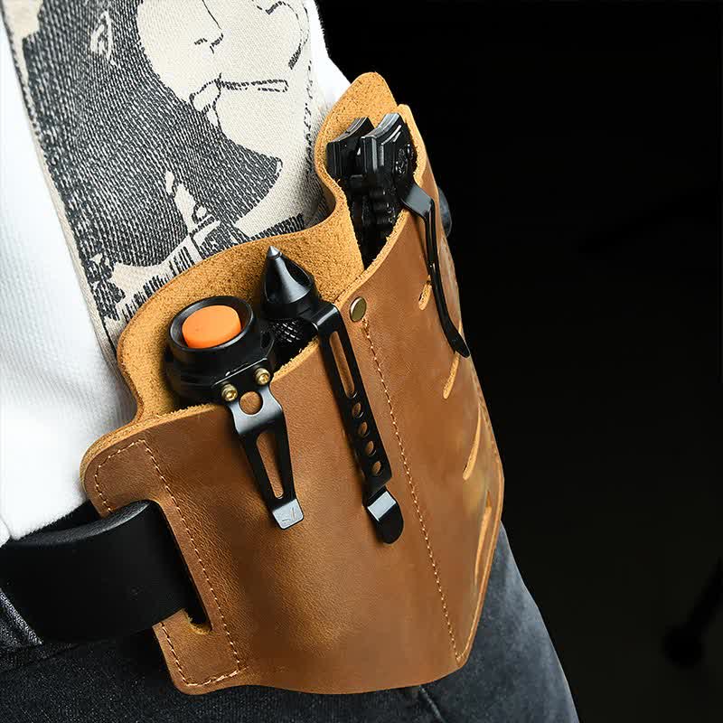 Multitool Belt Sheath EDC Leather Belt Organizer Belt Holder Pouch