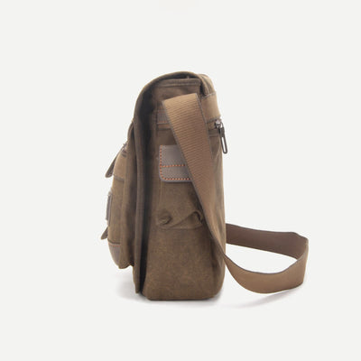 Messenger Bag For Men Vintage Thicken Canvas Large Capacity Crossbody Bag