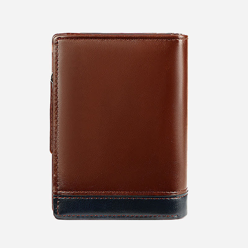 Mens Bifold Wallet Retro RFID Credit Card Holder with Zipper Pocket