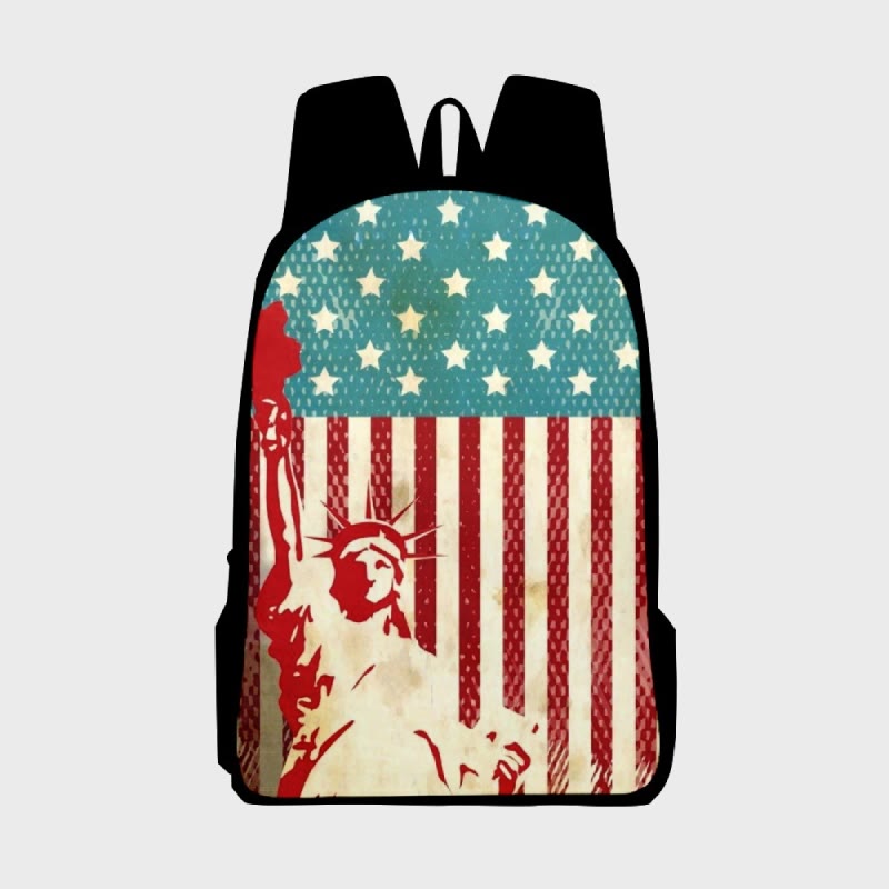 American Flag Print Backpack For Teenager Travel Hiking Camping Daypack