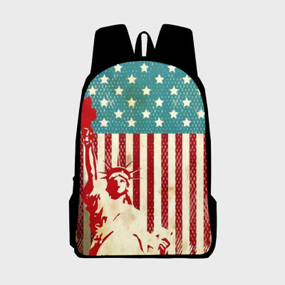American Flag Print Backpack For Teenager Travel Hiking Camping Daypack