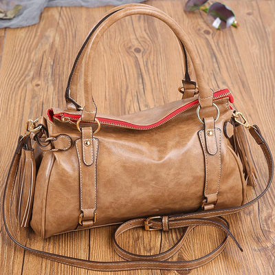 Top-Handle Satchel Handbag for Women Leather Tote Shoulder Bag with Crossbody Strap