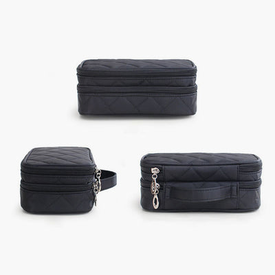 Waterproof Double Compartment Makeup Bag Nylon Portable Storage Bag