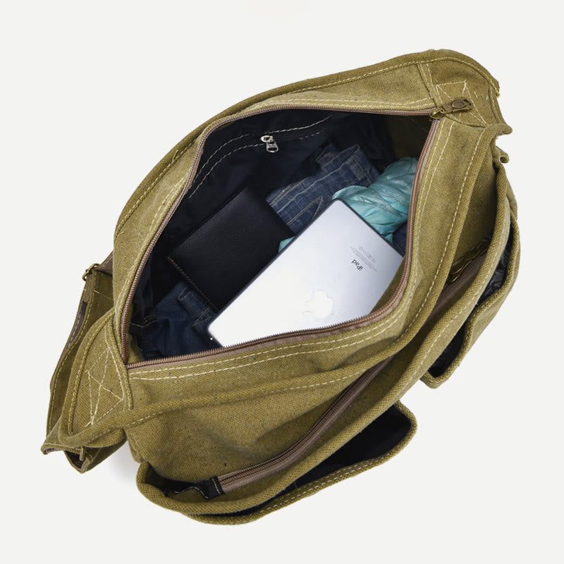 Messenger Bag For Men Vintage Canvas Large Crossbody Kit