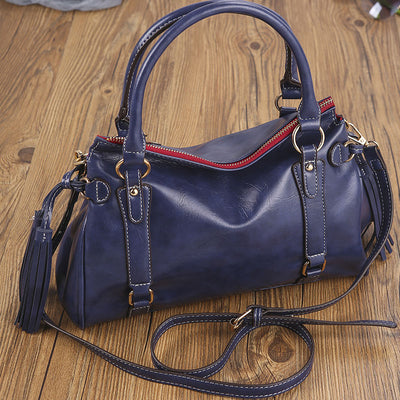 Top-Handle Satchel Handbag for Women Leather Tote Shoulder Bag with Crossbody Strap