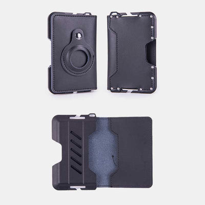 Genuine Leather Bifold Mens Leather Airtag Wallet BFID Blocking Card Holder
