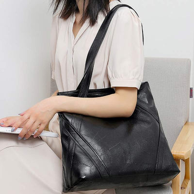 Large Capacity Women's Faux Leather Tote Shoulder Purse Casual Handbag