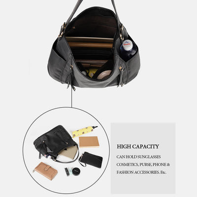 Tote Handbags Set Women Leather Hobo Shoulder Bag with Small Clutch