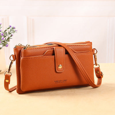 Double Compartment Phone Bag For Women Multifunctional Leather Crossbody Bag