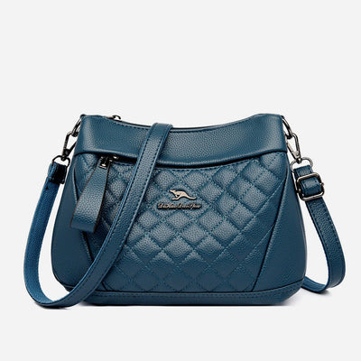 3 Layer Quilted Faux Leather Crossbody Bag Purse For Women