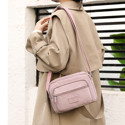 4 Zip Crossbody Bag Lightweight Nylon Purse for Women