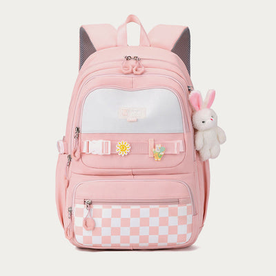 Backpack For Women Plaid Pattern Bright Color Simple Schoolbag