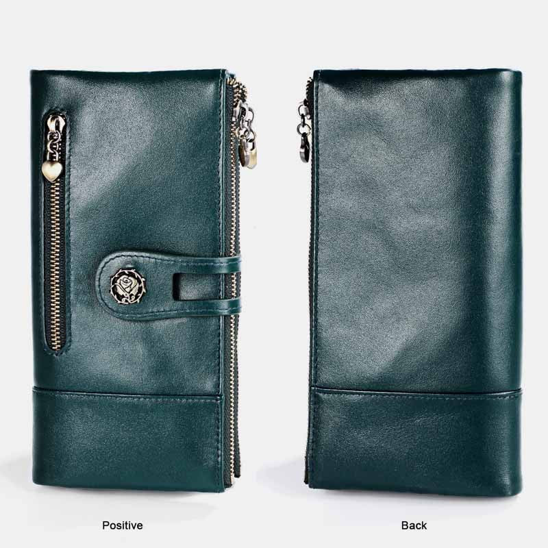 RFID Blocking Large Capacity Genuine Leather Vintage Wallet
