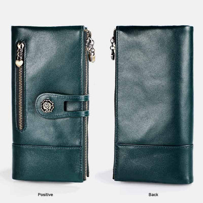 RFID Blocking Large Capacity Genuine Leather Vintage Wallet