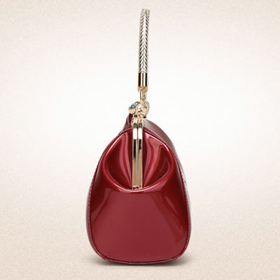 Plain Color Tote Ladies Glossy Patent Leather Crossbody Bag Handbag