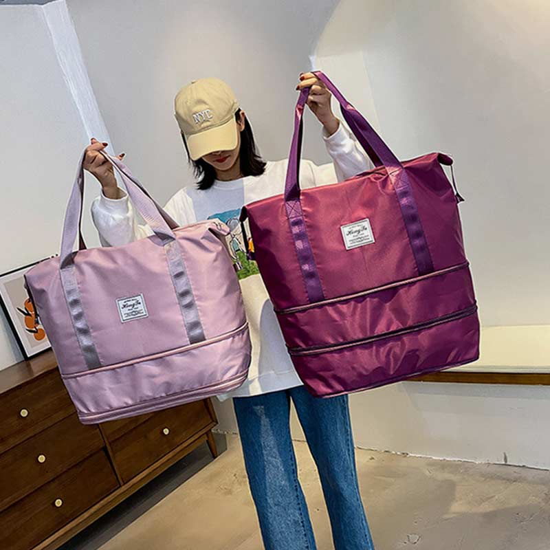 Super Large Capacity Waterproof Expandable Travel Handbag Expanding Two Layers