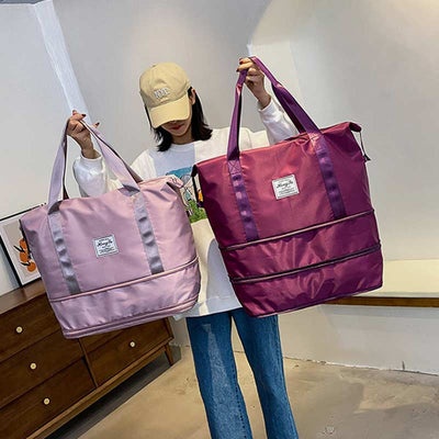 Super Large Capacity Waterproof Expandable Travel Handbag Expanding Two Layers