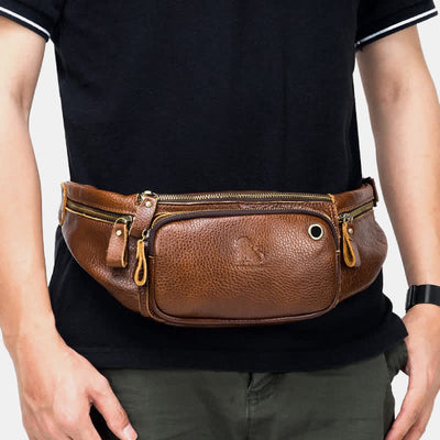 Retro Multi-Pocket Multifunctional Sling Bag Waist Bag