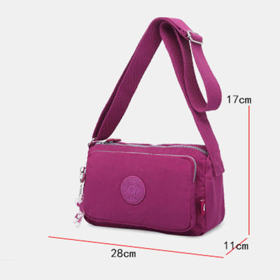 Crossbody Purses for Women Triple Zip Lightweight Nylon Shoulder Bag