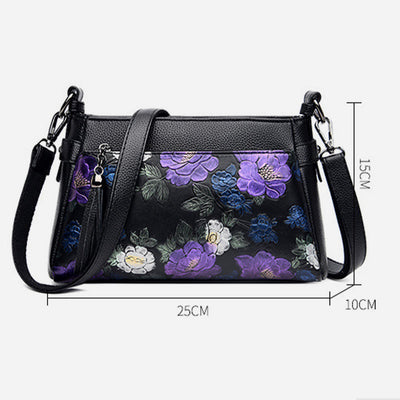 Blooming Floral Crossbody Bag For Women Dragonfly Print Tassel Purse
