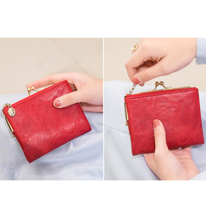 Multifunctional Bifold Vintage Kiss Lock Coin Purse